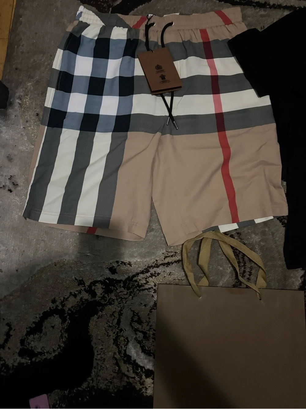 Burberry Black Polo with Signature Beige Check Collar